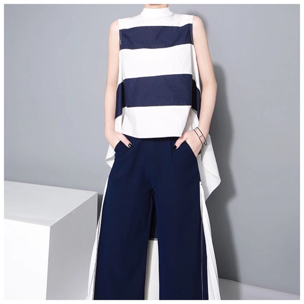 Blue Dramatic Asymmetrical Tail Top - Picture 7 of 8